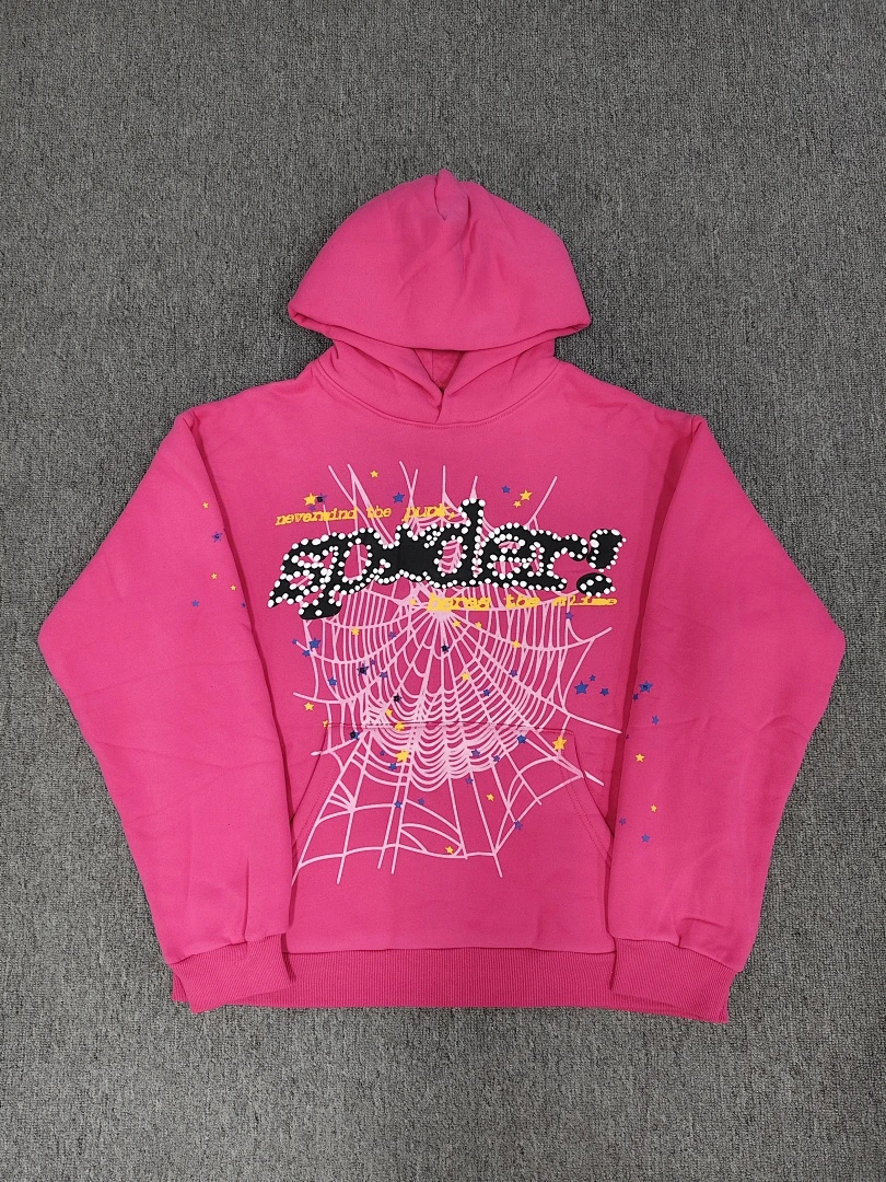 Sp5der 555555 Web Puff Print Hoodie – Hot Pink — size S, M