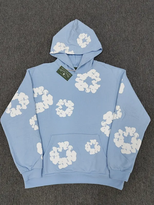 Denim Tears Cotton Wreath Hoodie – University Blue — size S